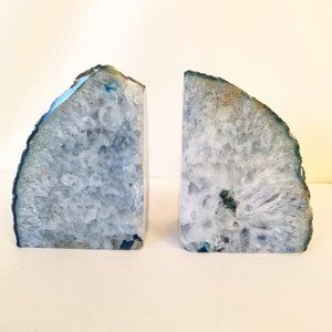 #1135BE Real Large Blue Agate pair of bookends.